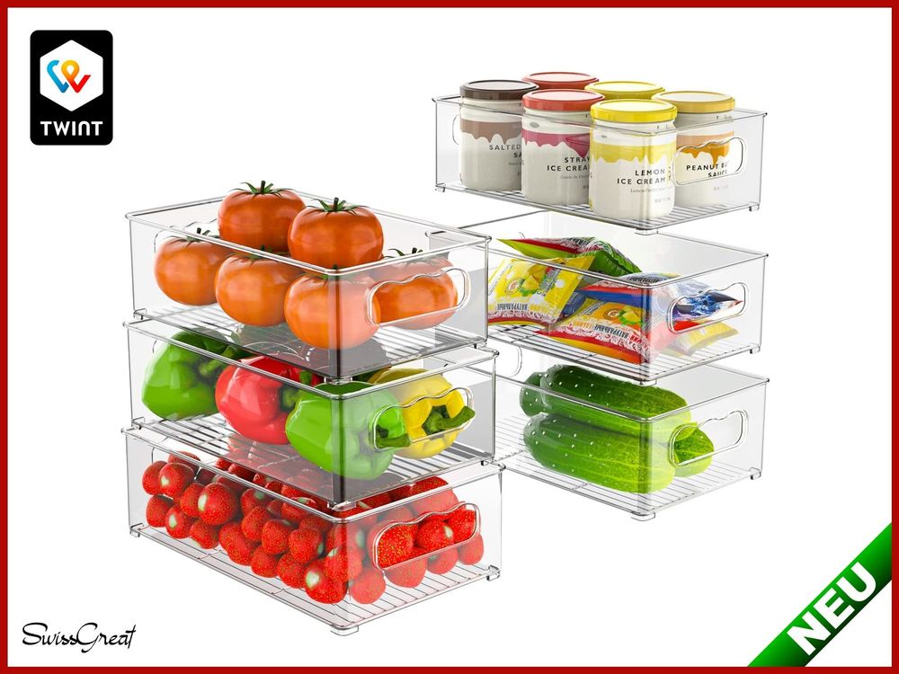 2-teilige Aufbewahrungsbox Für Kühlschrank – Stapelbar, Mit Fächern, Spülmaschinengeeignet