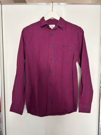 HERREN HEMD ROT/BLAU - 100% BAUMWOLLE - GRÖSSE XS - WIE NEU