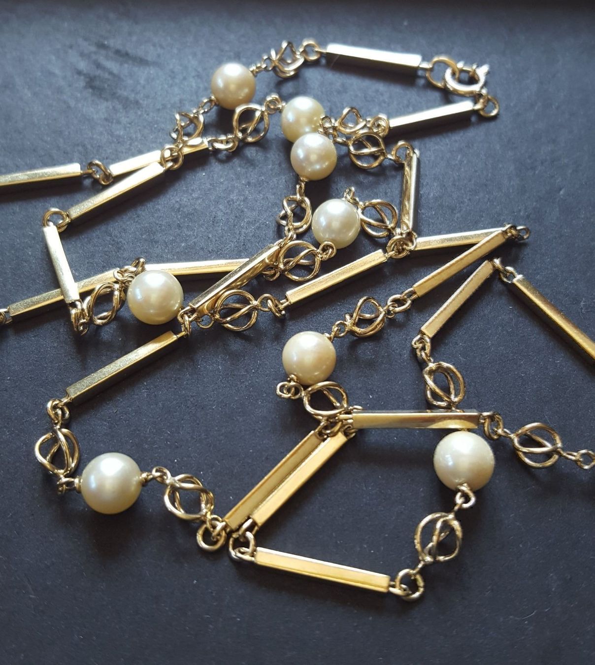 Catenine: Massiv Gold Kette mit Perlen – Usato da Wald ZH venduto da Dasilver 8