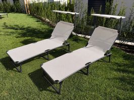 2x Sonnenliegen Home & More – neuwertig inkl. Sonnendach