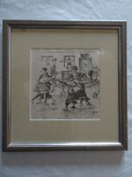 Heinrich Zille Tanz nach Drehorgelmusik Lithografie