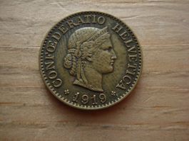 (N5) 10 rappen 1919 Messing
