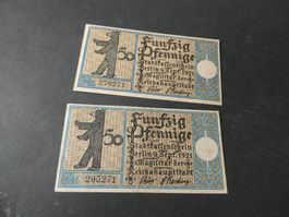 Dt. Reich, Berlin - 2 Notgeldscheine