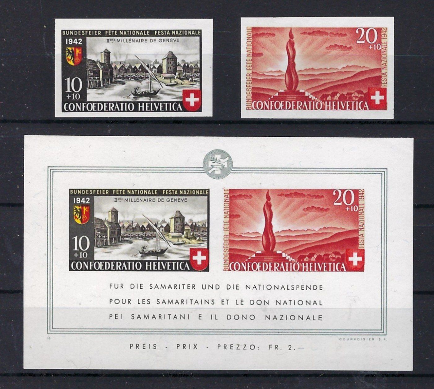 Tutti i francobolli: 1942 Pro Patria Block + Ausschnitte postfrisch  15975 – Usato da Lunden venduto da Animus999