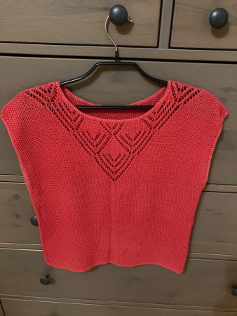 Top rouge en tricot fait main, 100 % coton 🧶