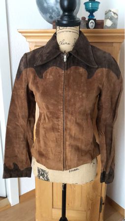 Veste en cuir marron vintage - Taille S - Look unique!