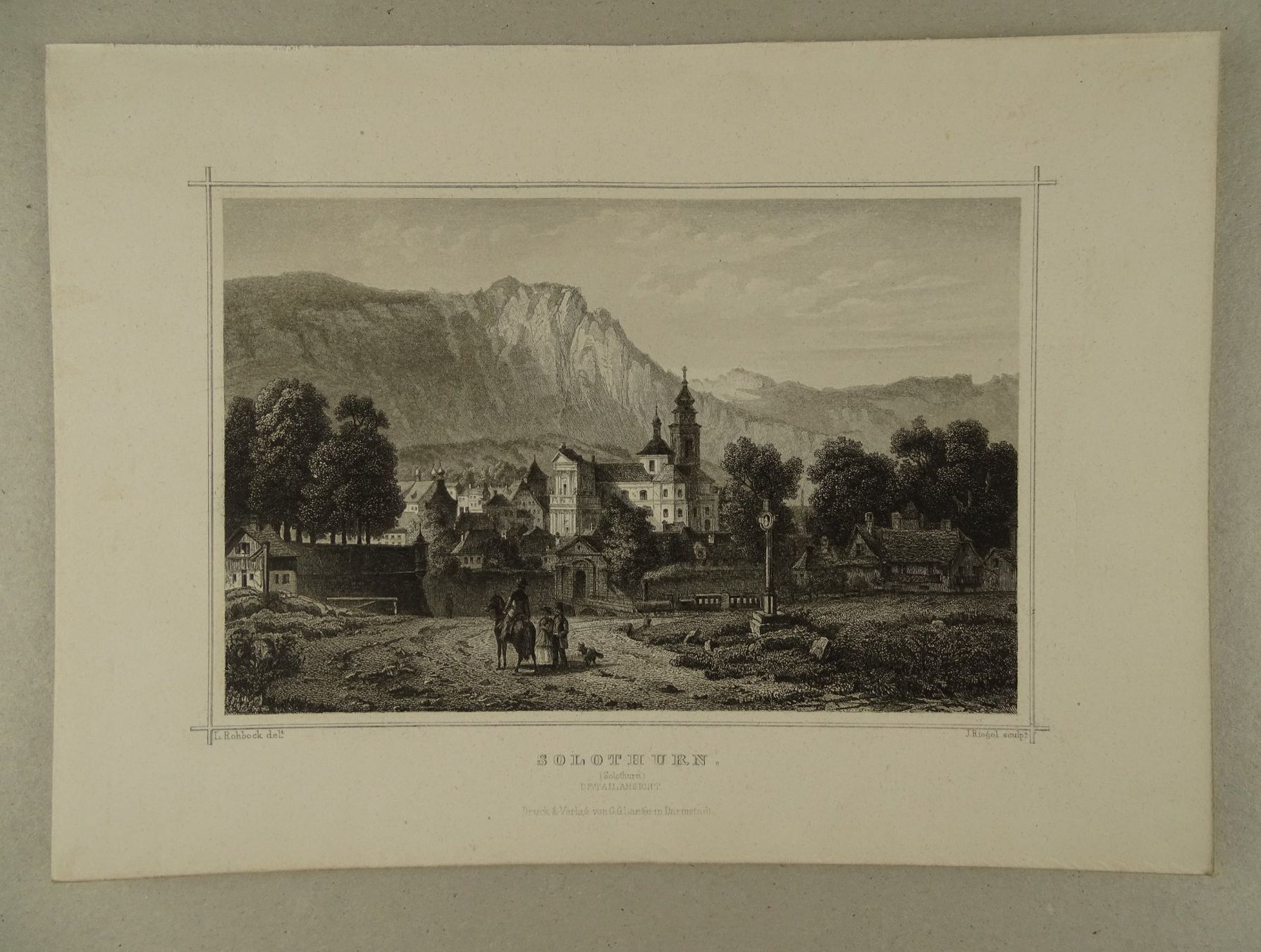 Incisioni: SOLOTHURN, STAHLSTICH NACH ROHBOCK 1870 – Usato da Grüningen venduto da Kartensammler 1