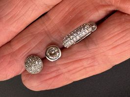 3 einzelne Silberohrringe 925 mit Zirkonia