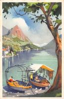 Künstlerkarte LAGO di LUGANO, 1954