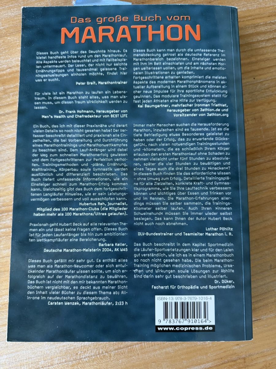 Libri: Das grosse Buch vom Marathon-Training, Top Zustand! – Usato da Widen venduto da Lupina2000 2