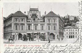 St.Gallen-Post mit Blick auf den Bahnhof 1903
