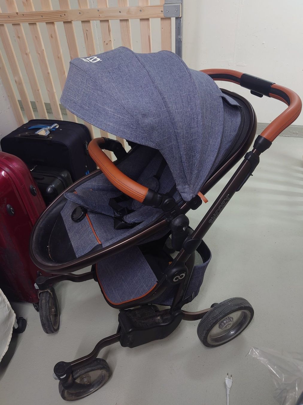 Snoozy Kinderwagen mit Babywanne, Jeansblau/Cognac (Gebraucht) in ...