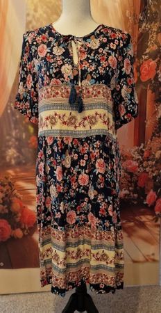 ❣️KLEID, GR. 40/42, M, FLORAL GEMUSTERT, 100% RAYON, ETHNO