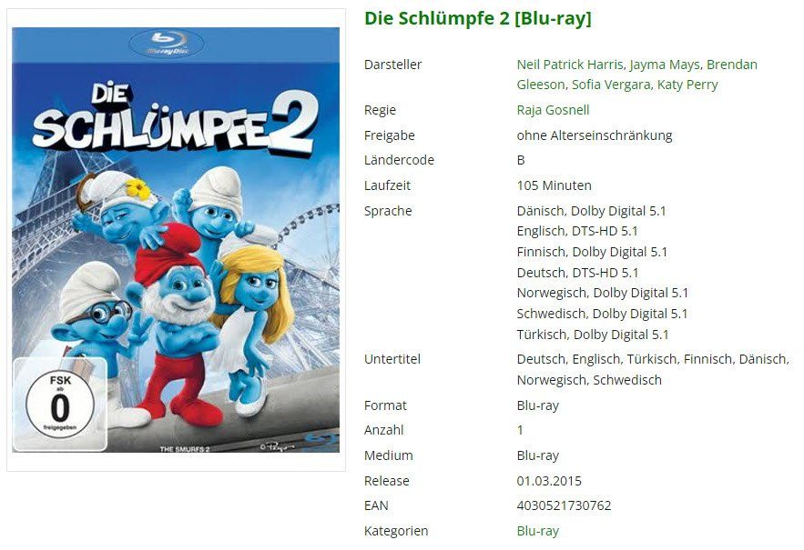Tutti i DVDs: Die Schlümpfe 2 (Blu-ray) – Usato da Emmetten venduto da SVollenweider