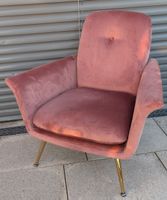 La Redoute Sessel Samt altrosa mit goldfarbenen Metallfüssen