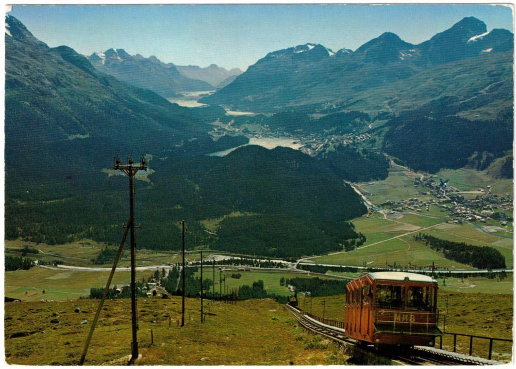 Ansichtskarten: St. Moritz - Standseilbahn Muottas Muragl – Gebraucht aus Binningen von Mountainrider