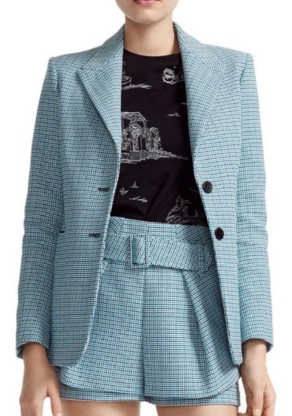 Maje Giacche: Maje Vikar Blazer Gr. 36 kariert hellblau schwarz – Nuovo (secondo la descrizione) da Regensdorf venduto da secondchancefashion