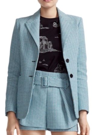 Maje Vikar Blazer Gr. 36 kariert hellblau schwarz