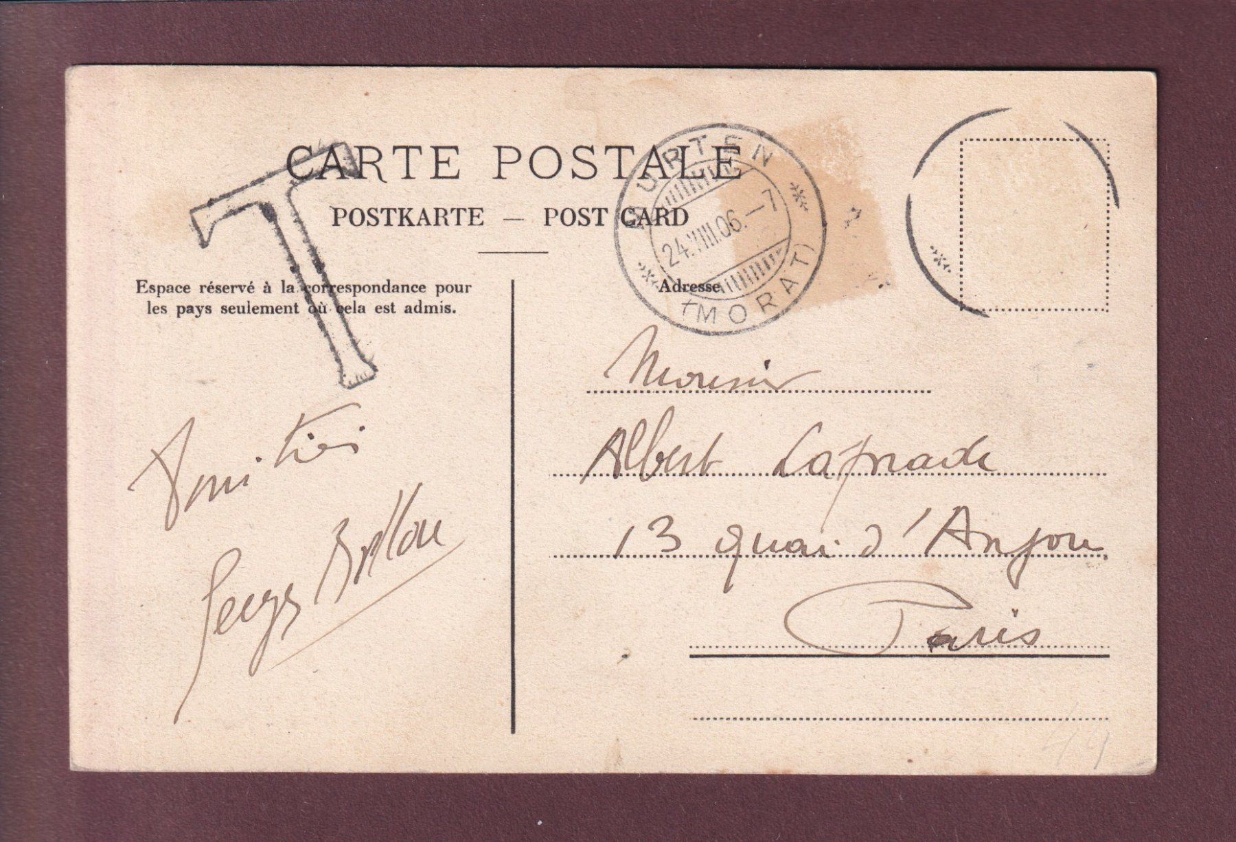 Cartoline postali: MORAT - Tour de Berne - 1906 – Usato da Pully venduto da nicecards 1