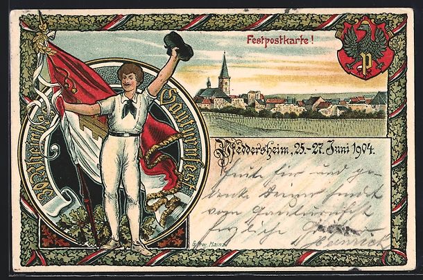 Cartoline postali: Litho Pfeddersheim, 30. Rheinhessisches  – Usato da Berlin venduto da bartko-reher