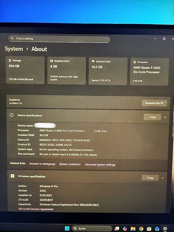 PC: Gaming Pc Windows 11 Pro, 1TB SSD – Usato da Siegershausen venduto da Kvsho 1