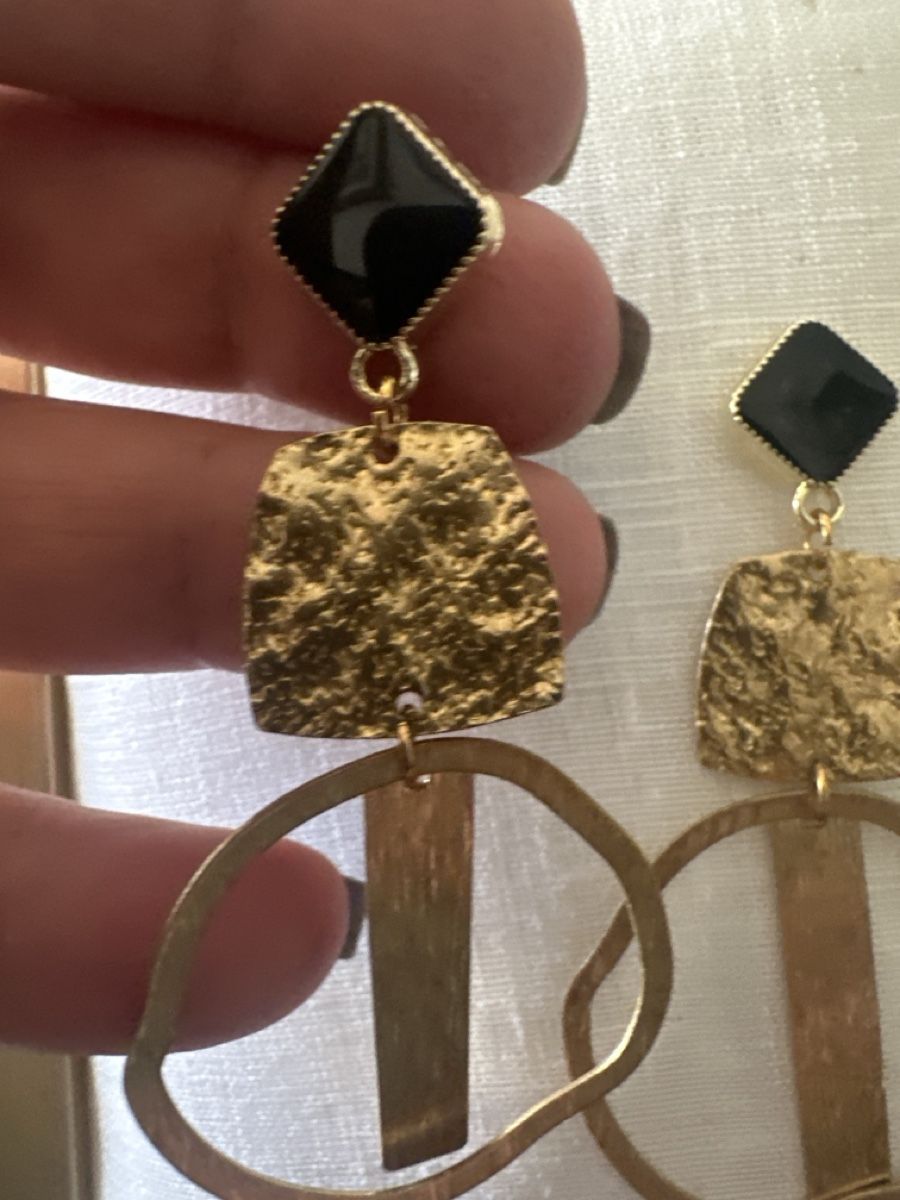 Ohrringe & -stecker: Statement Earrings Gold Tone Black Geometric Design – Gebraucht aus Bouveret von dou_g8q7 2