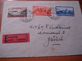 Eil-Brief 1944. Patria-Frankatur, o Gunten, Hotel Hirschen
