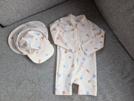 UV-Badeset Gr. 74/80 (Anzug & Sonnenhut) UPF 50+, wie neu!