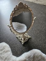 Tischspiegel oval mit Kunststoffrahmen in Creme Farbe 