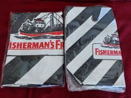 SET STRANDTASCHE + BADETUCH NEU FISHERMANS SCHWARZ/WEISS