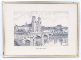 August Scheuermeyer Kloster Rheinau Grafik - 1933