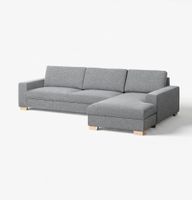 Ecksofa Stoffbezug grau mit Recamiere Ikea Sörvallen