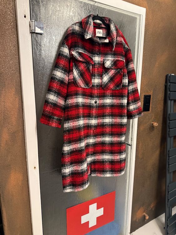 Zara Kurzmantel Zara Wollmantel Rot Zara Mantel Rot Kariert, M - Main Image