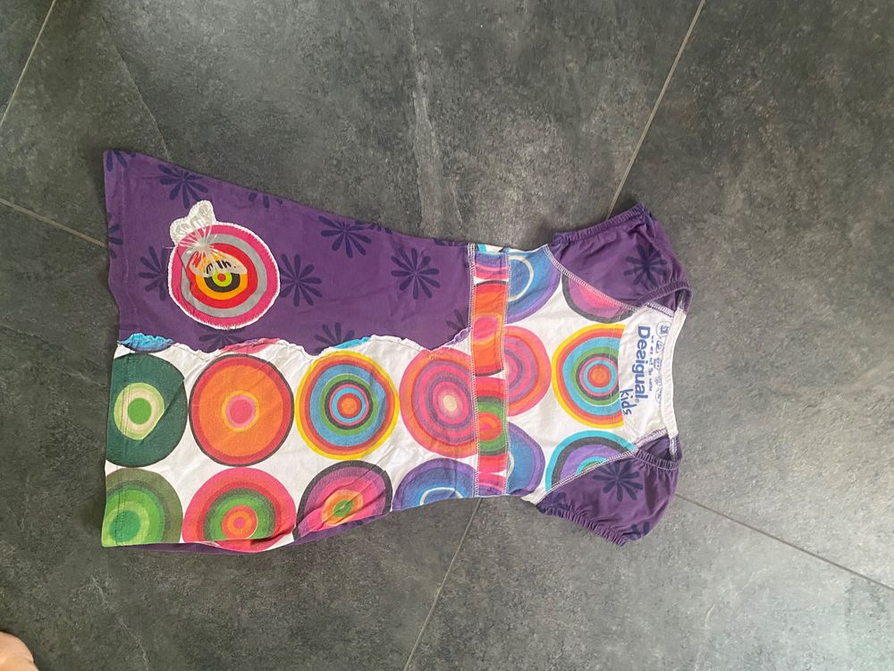 Robe Desigual Pour Fille 7-8 Ans - Noir Motif Géométrique - Occasion En Excellent état
