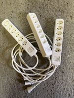 3x Power Strip with Switch White