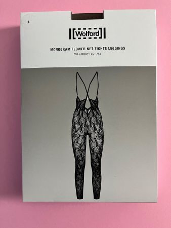 Wolford Netz-Body Monogram Flower Net Tights Leggings, Gr. S
