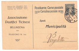 Entier postal privé pour Vergeletto le 26.VIII.18