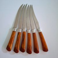 Steakmesser 6er Set aus Kanada, mit spez. Griffen, vintage