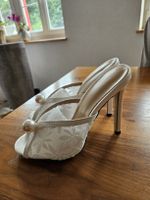 Sommerliche weisse Slingpumps mit Perlen, Grösse 39