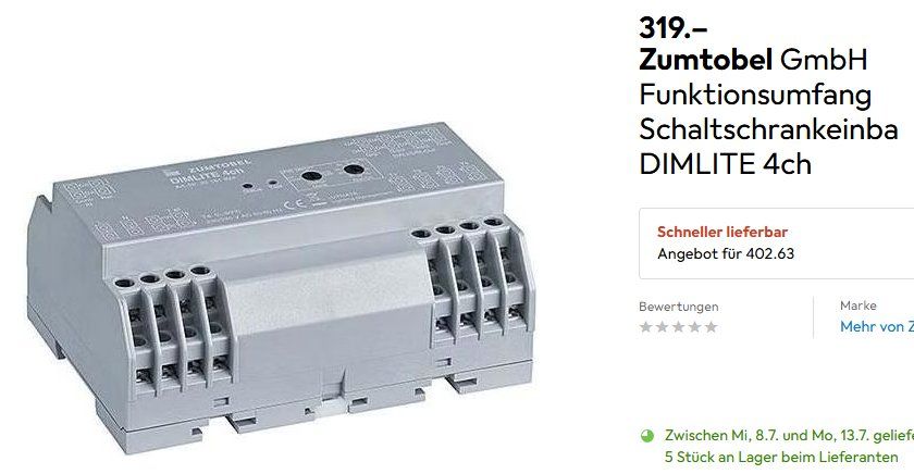 Zumtobel Interrupteurs: DIMLITE 4ch von Zumtobel – Neuf avec emballage d'origine à Wilen b. Wollerau par Slent 2
