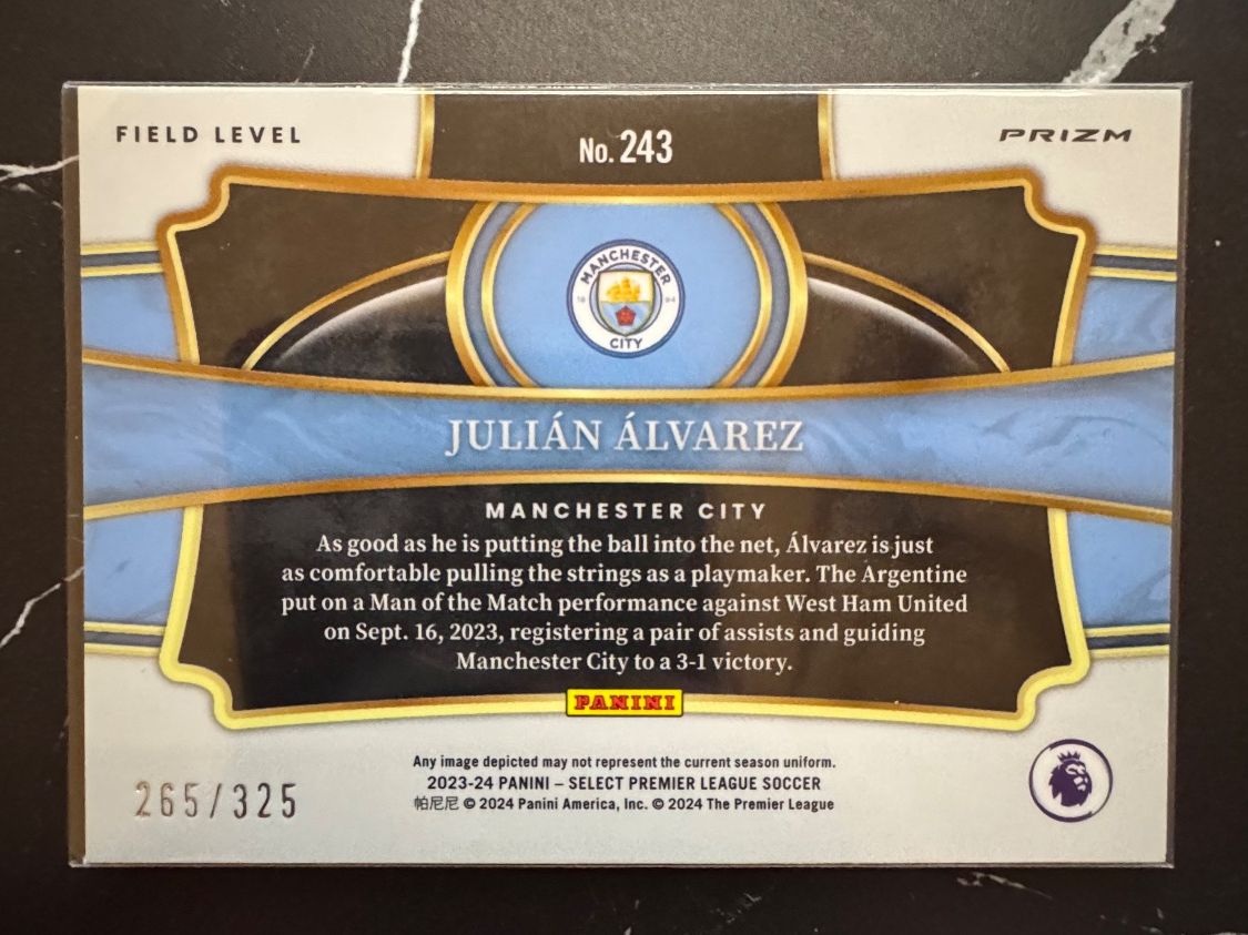 Panini Sammelbilder & Trading cards: Julian Alvarez 2023-24 Select EPL Rare Field Level Pink Mojo – Gebraucht aus Crans-Montana von Sta7ros 1