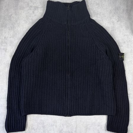 Cardigan Stone Island Vintage Bleu Marine AW 2001 Laine - XL