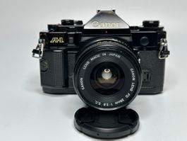 Revidierte filmgetestete Canon A-1 mit FD 28mm 1:2.8 S.C.