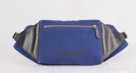 AUTH BALENCIAGA WAIST BODY BAG CANVAS LEATHER.