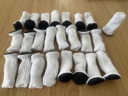 Stuhlbeinschoner Stuhlbeinsocken 24 Stk. Stoff Stulpen weiss