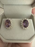 LAST BEFORE MELT Amethyst Diamond Earrings 14k Gold