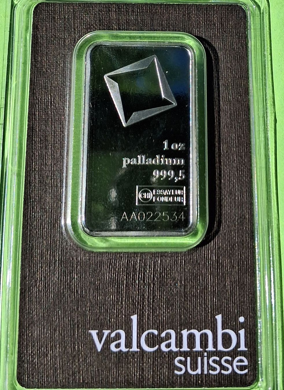 Valcambi Metalli preziosi: 31.1 Gramm Palladium Barren – Nuovo (secondo la descrizione) da Neuhausen am Rheinfall venduto da GoldboX-8