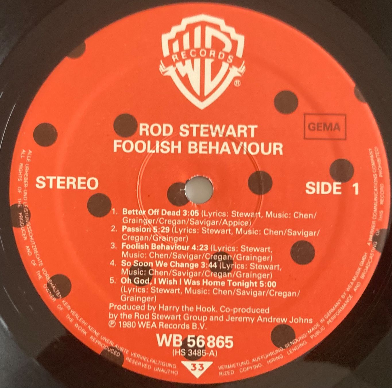 Dischi in vinile: ROD STEWART - FOOLISH BEHAVIOUR – Usato da Poliez-Pittet venduto da Newtown-Records 3