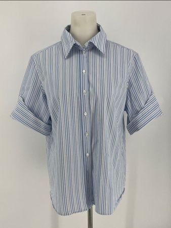Bluse Gr. 48 von van Laack blau /weiss gestreift