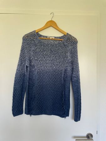 Damen Pullover Maje blau gestrickt Grösse 3